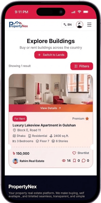 PropertyNex Mobile App Mockup